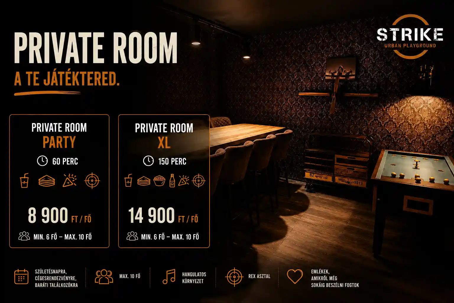 strike private room születésnapi helyszín Budapesten
